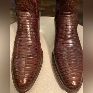 Lucchese •EXOTIC Women’s Classic Lizard Skin Leather Cowboy Boots Coffee 4.5